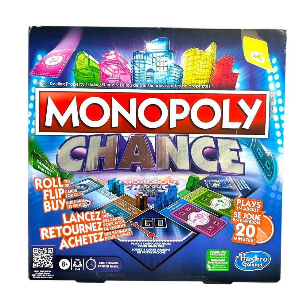 NEW Monopoly Chance Board Game Fast-Dealing Property Trading Game Hasbro